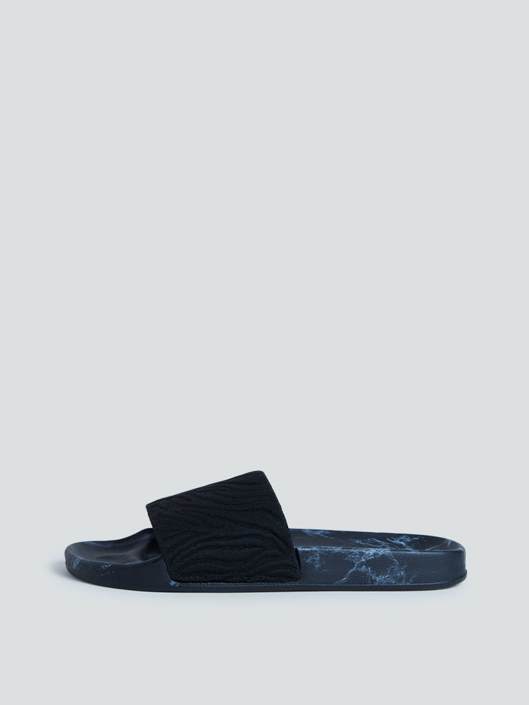 Soleplay Black Marble-Printed Slides